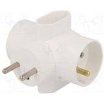 R-46, Разъем: питания AC, разветвитель, 2P,2P+PE, белый, Вых: 4x гнездо