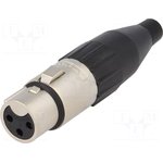 AC3F, Вилка, XLR, "мама", PIN: 3, прямой, на провод, пайка, луженые, 133В