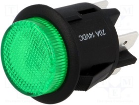 R13541BL01BGN2, Выключатель DPST OFF-ON round pushbutton green illuminated