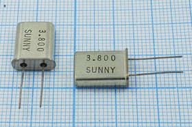 Кварцевый резонатор 3800 кГц, корпус HC49U, нагрузочная емкость 15 пФ, марка SA[SUNNY], 1 гармоника