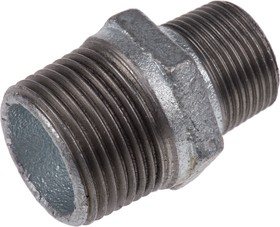 Фото 1/2 770245224, Galvanised Malleable Iron Fitting Reducer Hexagon Nipple, Male BSPT 1in to Male BSPT 3/4in