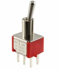 100DP3T1B2M2QE, Toggle Switches 5A 120VAC/28VDC On-Off-On PC Mnt