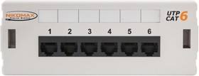 Фото 1/9 Коммутационная панель настенная, 6 портов, неэкранированная, светло-серая NMC-WP06UE2-GY