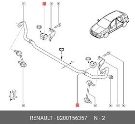 8200156357, Втулка стабилизатора заднего RENAULT: VEL SATIS 02-