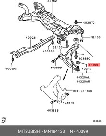 MN184133, OEMIT-MN184133_ сайлентблок переднего рычага! задний\ Mitsubishi Outlander 2.0/2.4 05