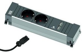 916.0040, Desk Outlet POWER FRAME 2x DE Type F (CEE 7/3) Socket / USB-A Socket - GST18i3 Plug 100mm