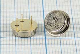 Фото 1/2 Кварцевый резонатор 433920 кГц, корпус TO39, точность настройки 570 ppm, марка HDR433DTO-05A, 2-х порт (HDR433D