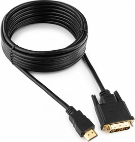 Фото 1/3 Кабель HDMI-DVI Cablexpert CC-HDMI-DVI-15, 19M/19M, single link, медь, позол.разъемы, экран, 4.5м, черный, пакет