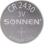 Батарейка литиевая CR2430 1 шт. "таблетка, дисковая, кнопочная" SONNEN Lithium ...