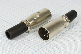 Штекер микрофонный XLR, 4P, на кабель, MC909-4P; Q-9485 штек мик XLR\4P\каб\\\MC909-4P