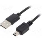 AK-USB-03, Кабель, USB 2.0, вилка USB A, вилка mini USB B, никелированные