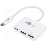62104, Кабель USB 3.0,USB 3.1 Цвет белый 0,15м 60Вт