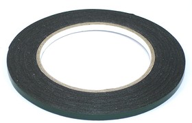 Скотч двусторонний черный вспененный с зеленой защитной лентой толщина 0,5мм ширина 5мм 10м