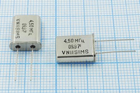 Кварцевый резонатор 4500 кГц, корпус HC49U, S, стабильность частоты /-40~70C ppm/C, марка РПК01МД, 1 гармоника