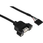USBPNLAFHD1, USB 2.0 Cable, Female 5 Pin Socket to Female USB A Cable, 300mm