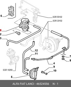 46524556, Электроклапан вакуумной системы в пластиковом корпусе Fiat Ducato 46524556