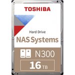 Жесткий диск Toshiba N300 HDWG31GUZSVA, 16ТБ, HDD, SATA III, 3.5", BULK