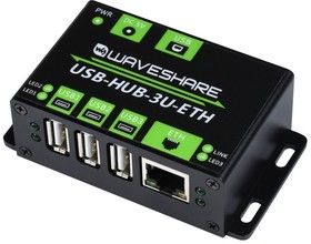 Фото 1/5 USB-HUB-3U-ETH-EU, Многофункциональный USB-концентратор промышленного класса, расширяющий 3 порта USB + порт Ethernet 1
