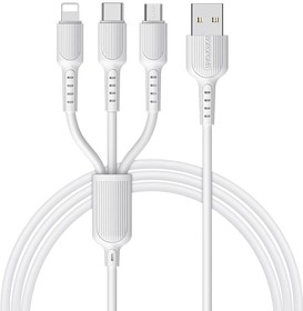 Фото 1/3 USB-кабель BOROFONE, 3-в-1 AM-8pin/microBM/Type-C 1 метр, 2.4A, ПВХ, белый 23752-BX16imtW