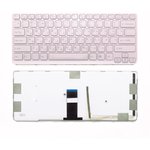 Клавиатура для ноутбука Sony SVE14A розовая с рамкой и подсветкой