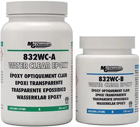 832WC-375ML, Epoxy Adhesives Two Compound 2:1 Clear 2860cps(Part A)/340cps(Part B) 1.6e17Ohm.cm 10N/mm?