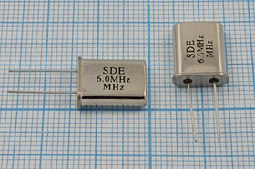 Резонатор кварцевый 6МГц, нагрузка 20пФ; 6000 \HC49U\20\ 30\\49U[SDE]\1Г (SDE)