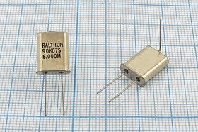 Кварцевый резонатор 6000 кГц, корпус HC49U+LW, S, марка HC49U, 1 гармоника, (RALTRON)