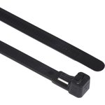 131-22510 REL250-PA66-BK, Cable Tie, Releasable, 250mm x 7.6 mm, Black Nylon, Pk-100