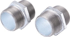 770280208, Galvanised Malleable Iron Fitting Hexagon Nipple, Male BSPT 1-1/2in to Male BSPT 1-1/2in