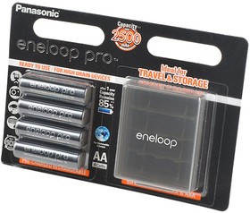 Panasonic eneloop pro BK-3HCDEC4BE 2500мАч AA + футляр BL4, Аккумулятор