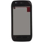 Сенсорное стекло (тачскрин) для Nokia Lumia 710 с рамкой крепления черный AAA
