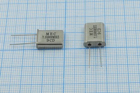 Кварцевый резонатор 7159,09 кГц, корпус HC49U, нагрузочная емкость 16 пФ, точность настройки 20 ppm, марка HC49U[MEC], 1 гармоника, (MEC)
