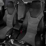 UREK31-0302, Авточехлы универсальные экокожа черно-серые комплект Recaro AVTOLIDER