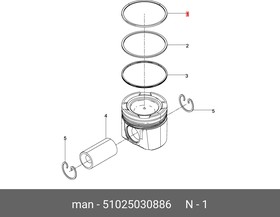 51025030886, Трапециевидное поршневое кольцо