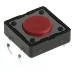DTS21RV, Red Button Tactile Switch, SPST 50 mA @ 12 V dc 0mm
