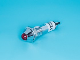 Фото 1/4 NI-4R, Лампа неоновая с резистором 220В в корпусе, красная