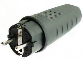 Фото 1/2 Вилка кабельная 16А 2P+E IP20 250В каучук ввод кабеля с торца черн. DKC DIS1103100