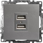 Розетка USB 2-местная (механизм), GLS10-7115-03, 250B, 2,4А, серия Катрин ...