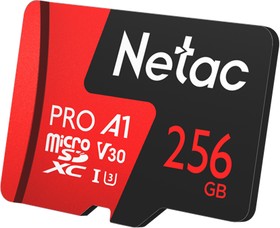 Фото 1/10 Носитель информации Netac P500 Extreme PRO 256GB MicroSDXC V30/A1/C10 up to 100MB/s, retail pack card only