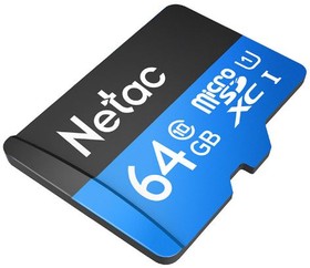 Фото 1/10 Носитель информации Netac P500 Standard 64GB MicroSDXC U1/C10 up to 90MB/s, retail pack card only