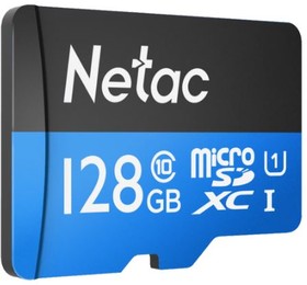 Фото 1/10 Носитель информации Netac P500 Standard 128GB MicroSDXC U1/C10 up to 90MB/s, retail pack with SD Adapter