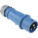 248, AM-TOP IP44 Blue Cable Mount 3P Industrial Power Plug, Rated At 16A, 230 V