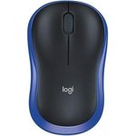 Мышь Logitech M185, оптическая, беспроводная, USB, черный и синий [910-002632]