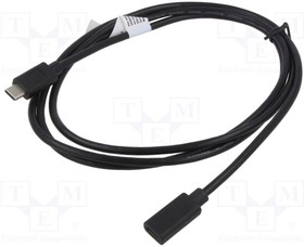 AK-300210-020-S, Cable; USB 2.0; USB C socket,USB C plug; nickel plated; 2m; black