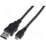 AK-300110-030-S, Cable; USB 2.0; USB A plug,USB B micro plug; nickel plated; 3m