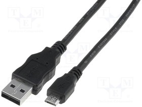 AK-300110-030-S, Cable; USB 2.0; USB A plug,USB B micro plug; nickel plated; 3m