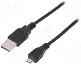 AK-300127-010-S, Cable; USB 2.0; USB A plug,USB B micro plug; nickel plated; 1m