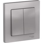 ATN000352, Выключатель двухклавишный ATLASDESIGN схема 5 10АХ в сборе алюминий