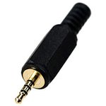 1-021G, штекер аудио-видео 2.5мм 4 контакта пластик на кабель "позолоченный"