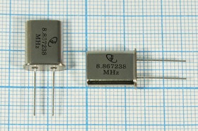 Кварцевый резонатор 8867,238 кГц, корпус HC49U, нагрузочная емкость 16 пФ, точность настройки 30 ppm, 1 гармоника, (8867,238)